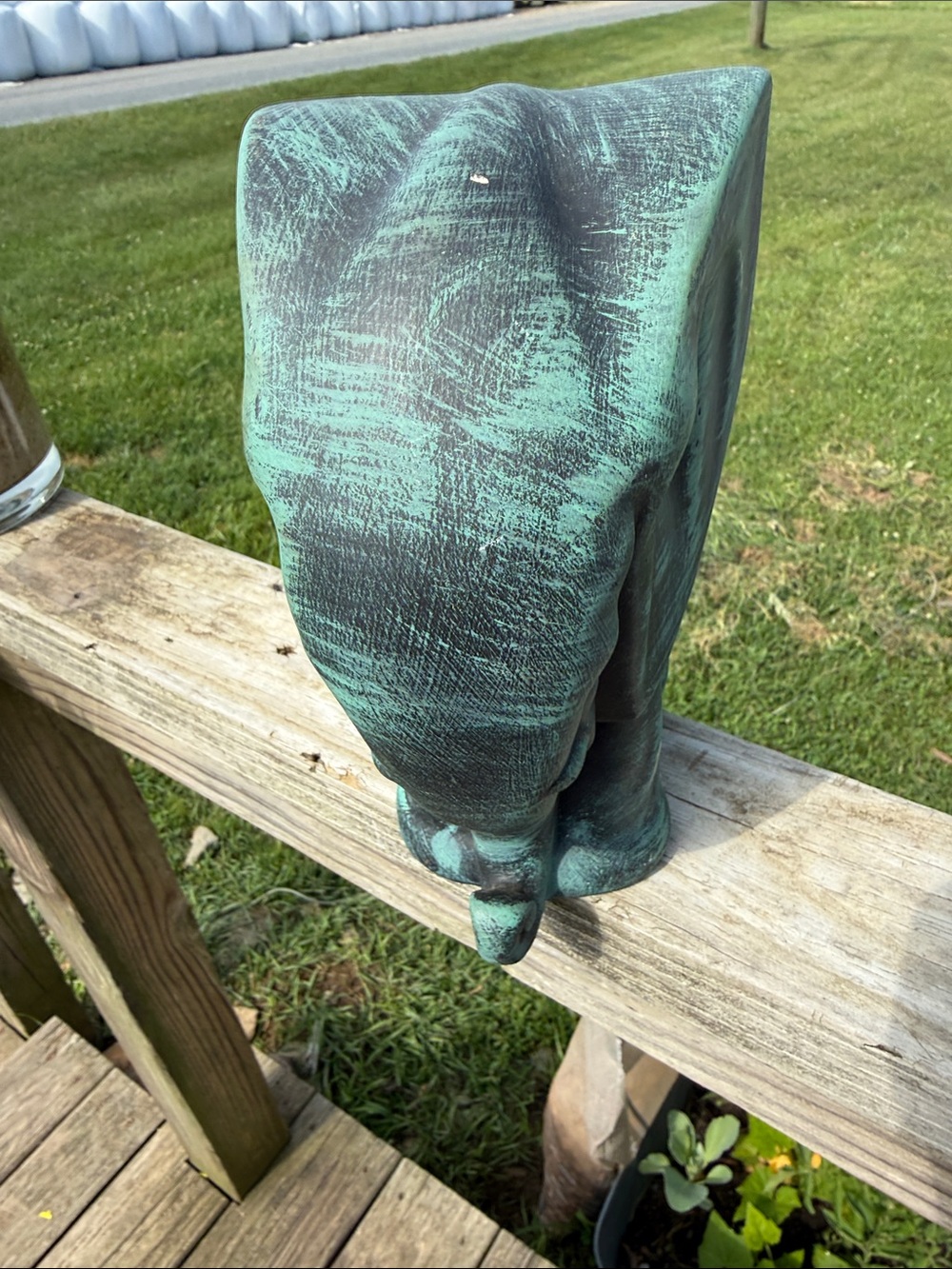 Patinated Green Elephant Statue - Home Accents Decor